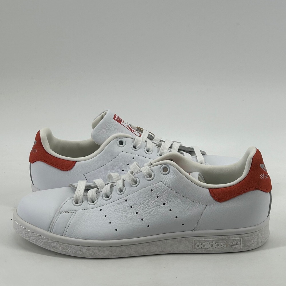 Adidas Stan Smith J Sneakers Youth 7 White Red HQ1855 Leather Classic NWT